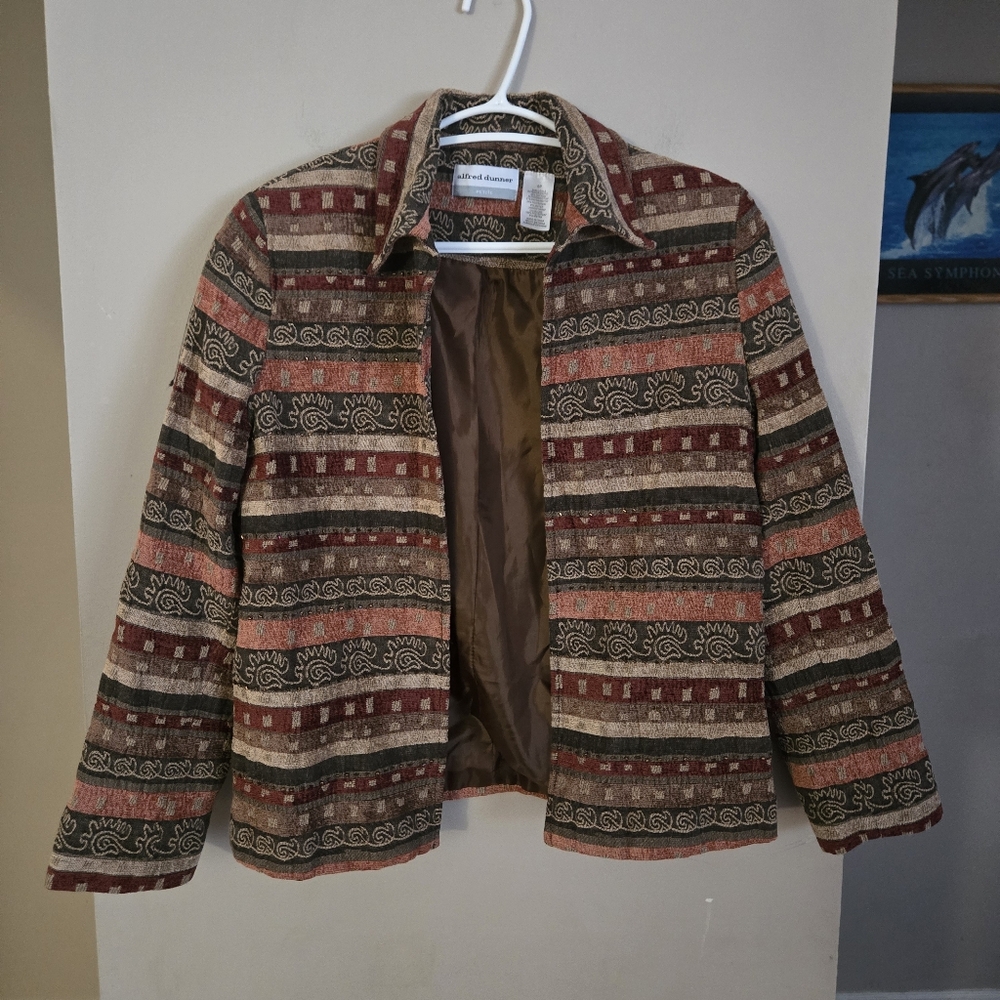Vintage Alfred Dunner Blazer Jacket Striped 6 Petite Women Top Aztec